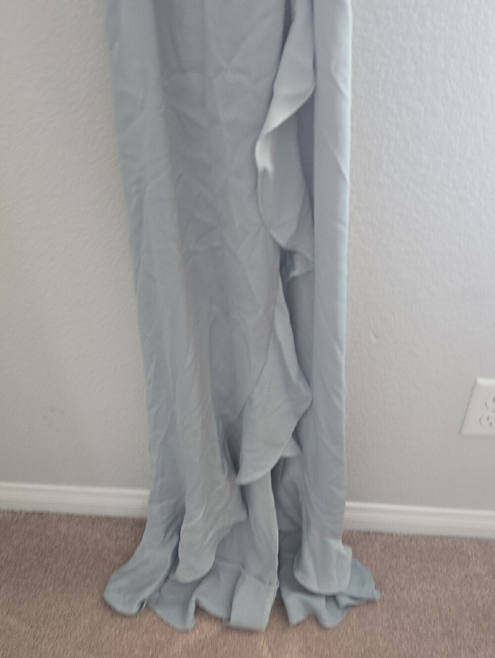 Light Green Ruffle Maxi Slip Dress - Picture 3 of 6